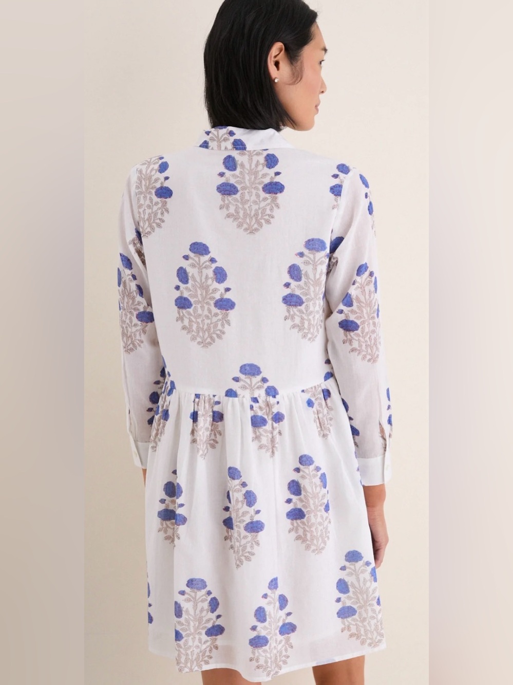 New Tuckernuck Oliphant Laguana Blue Long Sleeve Mini Shirt Dress size Large - Picture 4 of 15